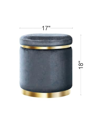 Image of Paamwood Velvet Sitting Stool - Luxurious Ottoman Footrest for Bedroom & Living Room, Wooden Sofa Side Stool, Makeup Chair, Pouf for Home & Office Decoration (Gray Pack of 6)