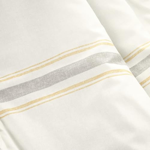 Image of Lush Decor Farmhouse Stripe Reversible Throw, Single, 50 inch W x 60 inch L, Yellow - Throw Blanket For Bed - Soft Blanket - Couch Throw - Rustic Farmhouse Decor
