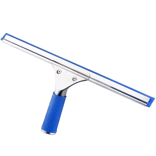 万能 水切りワイパー ガラススクイジーウォータースクイジー 家庭用 25 cm 多用途 スクイジー 操作しやすいと使用 ステンレス鋼 のガラス掃除プロ用ツール 掃除 シャワー ガラスドア 車用 窓 浴室 浴槽 台所 ゴムストリップ 0.6mm