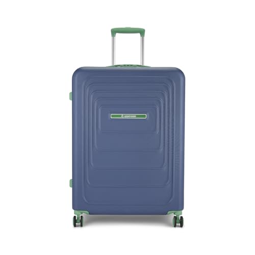 Image of uppercase Helix Solid (Large) 78Cm Textured Trolley Bag with Combination Lock, 8 Wheels, Eco Polycarbonate Luggage, Laundry Compartment, Durable Design for Travel - Suitcase for Men & Women Navy Blue