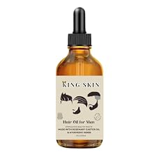 KING SKIN Hair Oil, Natural Strengthening Serum with Rosemary & Castor Oil, Hair Growth Treatment for Men, 4 fl oz