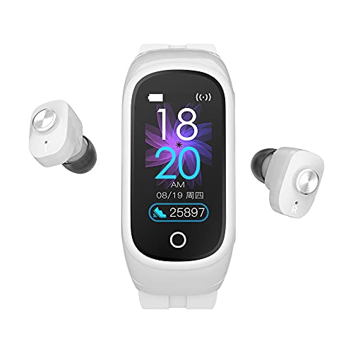 2 in 1 Activity Fitness Tracker TWS Earbuds Combo Wireless Bluetooth Headset Smart Watch with Heart Rate Blood Pressure Sleep Monitor Smart Sport Band for Women Men