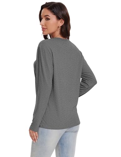 1/4 Pack Womens Long Sleeve Shirts Tops Loose Fit Basic Crew Neck Tee T Shirts Ultra Soft Blouses Tops4