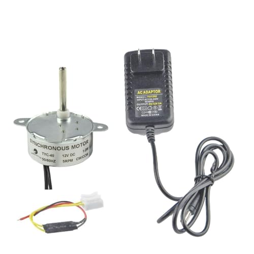 Moteur électrique TYC-40 DC 12V avec arbre long 33 mm et adaptateur secteur universel CHANS