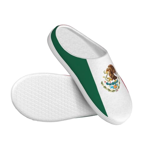 Cozy Flag of Mexico print Slippers Indoor and Outdoor Fuzzy House Shoes Anti-Skid Sole Gifts for Women Indoor Scuff3
