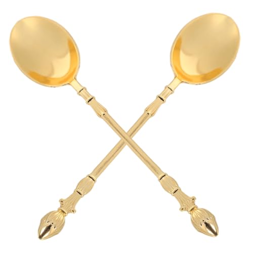 IMIKEYA 2 Piezas Elegantes Cucharas de Aleación para Café para Helados Yogur y Condimentos Diseño Compacto y Divertido