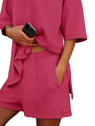 Image of COCCKO Womens Shorts Sets Matching Lounge Two Piece Outfits Summer Cute Casual Vacation Short Sleeve 2 Piece Set