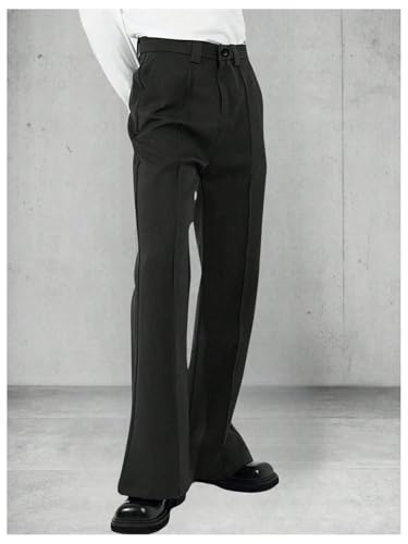 GORGLITTER Men's Bell Bottom Pants 70s Flared Slim Fit Dress Pants Bootcut Trousers Vintage Retro Disco Outfits3