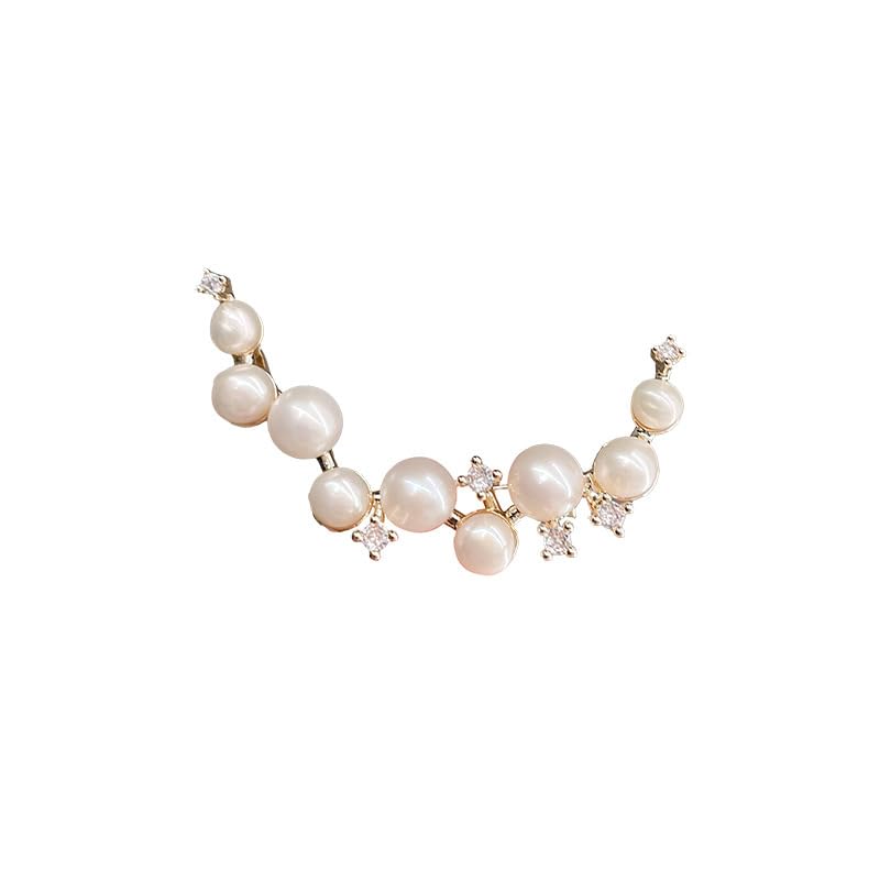Moon Pearl Brooch Pin for Women Alloy Crescent Suit Clothing Accessory-image-15