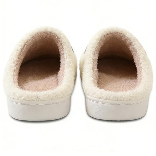Image of Women's Men's Preppy Happy Face Slippers Comfy Warm Plush Slip-On House Slipper for Winter Indoor Soft Cushion Non-slip Fluffy Slides Slippers