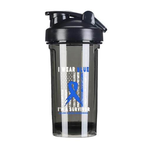 Colon Cancer Awareness 18 Ounce Shaker Cup,Fashion Theme Pattern Shaker Bottle Leak-proof Workout Shake Bottles 500ML/18 oz Perfect for Pre Workout