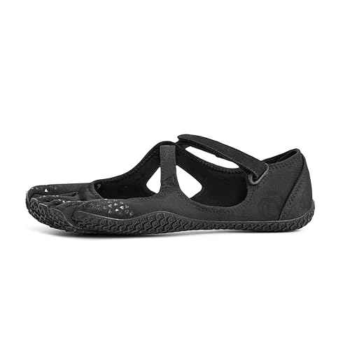 WJZDSJCO Five Finger Shoes for Women Sneaker Black Gym Ballet Flats Comfortable Hook and Loop Strap Barefoot Tabi Glove Shoe Anti-Slip