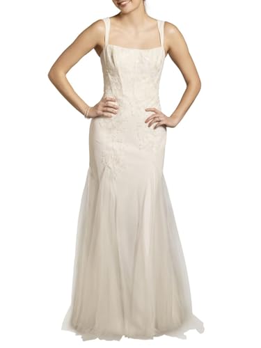 David's Bridal Tulle Lace Applique Corset Mermaid Wedding Dress