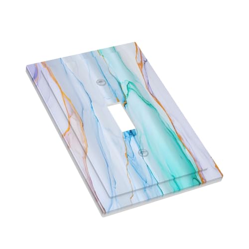 Decorative Light Switch Plate Covers Modern Ink Blue Green Marble Texure 1 Gang Light Switch Cover Plate Single Toggle Wall Plate Outlet Covers Wall Plate Faceplate for Kitchen Decor
