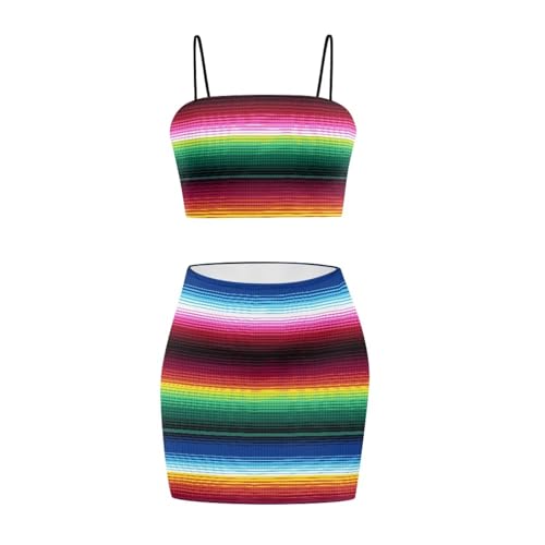 Image of 2025 Sexy Spaghetti Strap Crop Tops and Bodycon Skirt Casual 2 Piece Set S-4XL