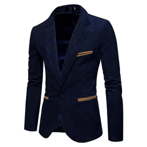 Men's Casual Suit Jacket Solid Color Corduroy Button Pocket Lapel Blazer Jacket3