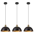 FYNVEX 12 Inch Black Dome Pendant Lights 3 Pack for Kitchen Island, Height Adjustable Farmhouse Industrial Hanging Light Fixtures Over Table for Dining Room, Entryway