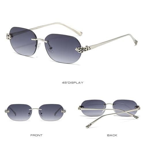 Rimless Sunglasses for Men and Women Small Irregular Lenses Metal Frameless Lens Sun Glasses UV4003