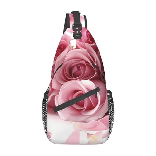Sac à dos à bandoulière imprimé rose noir compact anti encombrement pour homme femme