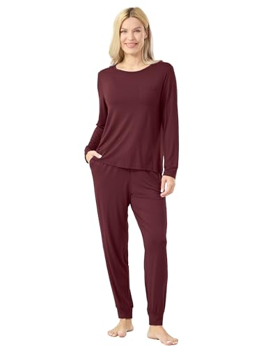 Image of GYS Bamboo Viscose Sleep Sets for Women Long Sleeve Crew Neck Pajama Sets with Pockets