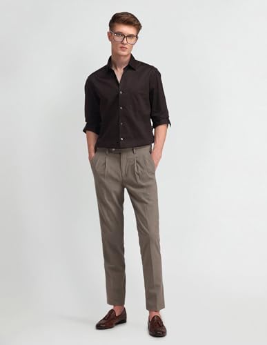Image of Arrow Solid Slim Fit Mens Formal Shirt - 100% Cotton, Breathable & Comfortable, Full Sleeves Shirts for Men