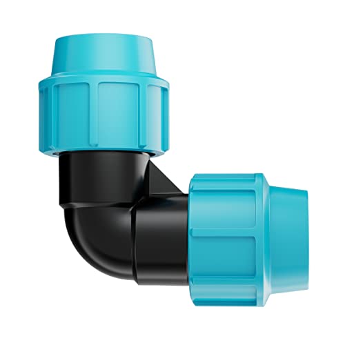 HYDROBIL Water Pipe Plumbing Fittings, 20mm x 20mm MDPE Elbow Garden Hose Connector, 16 Bar, Max. Temp. 45°C, Female Plastic Pipe, MDPE Fittings, 20mm MDPE Pipe, Outside Tap Connector for Hose Pipe