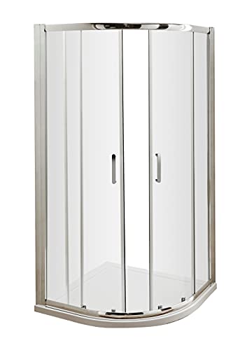 nuie AQU9H3 Pacific Modern Bathroom Easyfit Quadrant Shower Enclosure with Sliding Doors, 6mm Toughened Safety Glass and Round D-Handle, 900mm, Polished Chrome