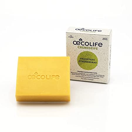 oecolife feste Naturseife Fruchtiges Zitronengras 100g, handgemachte Cremeseife - Seife für Hände, Körper & Gesicht - vegan, ohne Palmöl & Silikone Cover