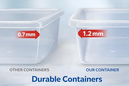 Image of Fridge Storage Containers Set of 6 (1500 ML Each), Stackable Fridge Organizer Boxes with Blue Lids, Food Storage for Fruits, Vegetables, Kitchen & Refrigerator Use