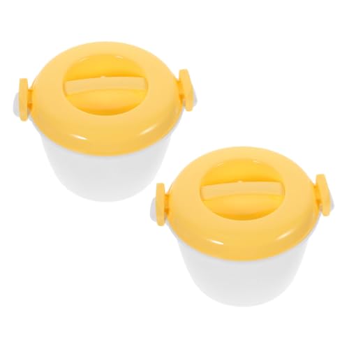 Amosfun Cuociriso Per Microonde Portatile in Plastica Alimentare Maniglia Isolante, Risottiera Multifunzione Per Riso e Verdure, Per Ufficio e Uso Domestico, Set Da 2 Pezzi Giallo Small