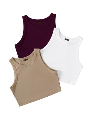 Image of Tops for Women Crop Top for Women's Tank Activewear Tee Sports Western Casual Cotton Camisole Pack of 3 Combo