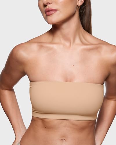 Image of INLYRIC Women's Inbarely Strapless Bandeau Bra Bralette Tube Top Seamless Comfortable Stretchy Non Padded Bras Tops