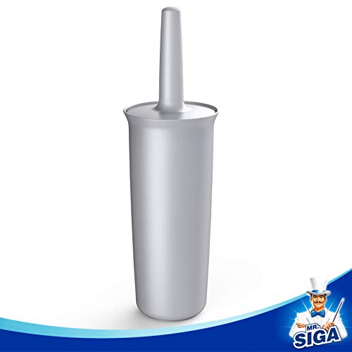 Image of MR.SIGA Toilet Bowl Brush and Holder for Bathroom, Silver, 1 Pack