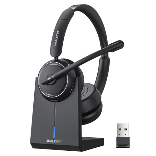Waxop Wireless Headset with Mic for Work, Bluetooth Headset with Microphone Noise Cancelling & Mute...