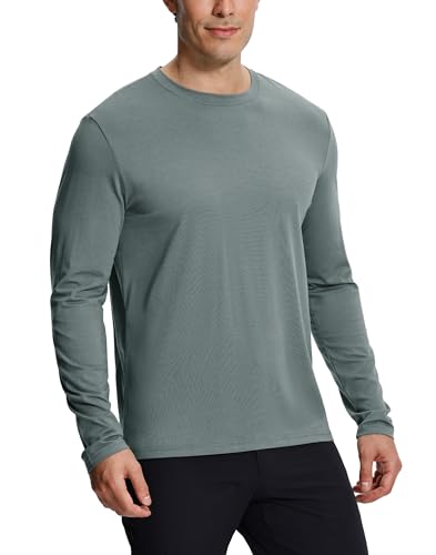 Pioneer Camp Mens Bamboo Viscose T-Shirts Lightweight Cool Long Sleeve Tee Shirts Crew Neck Casual Tshirts Shirts for Man