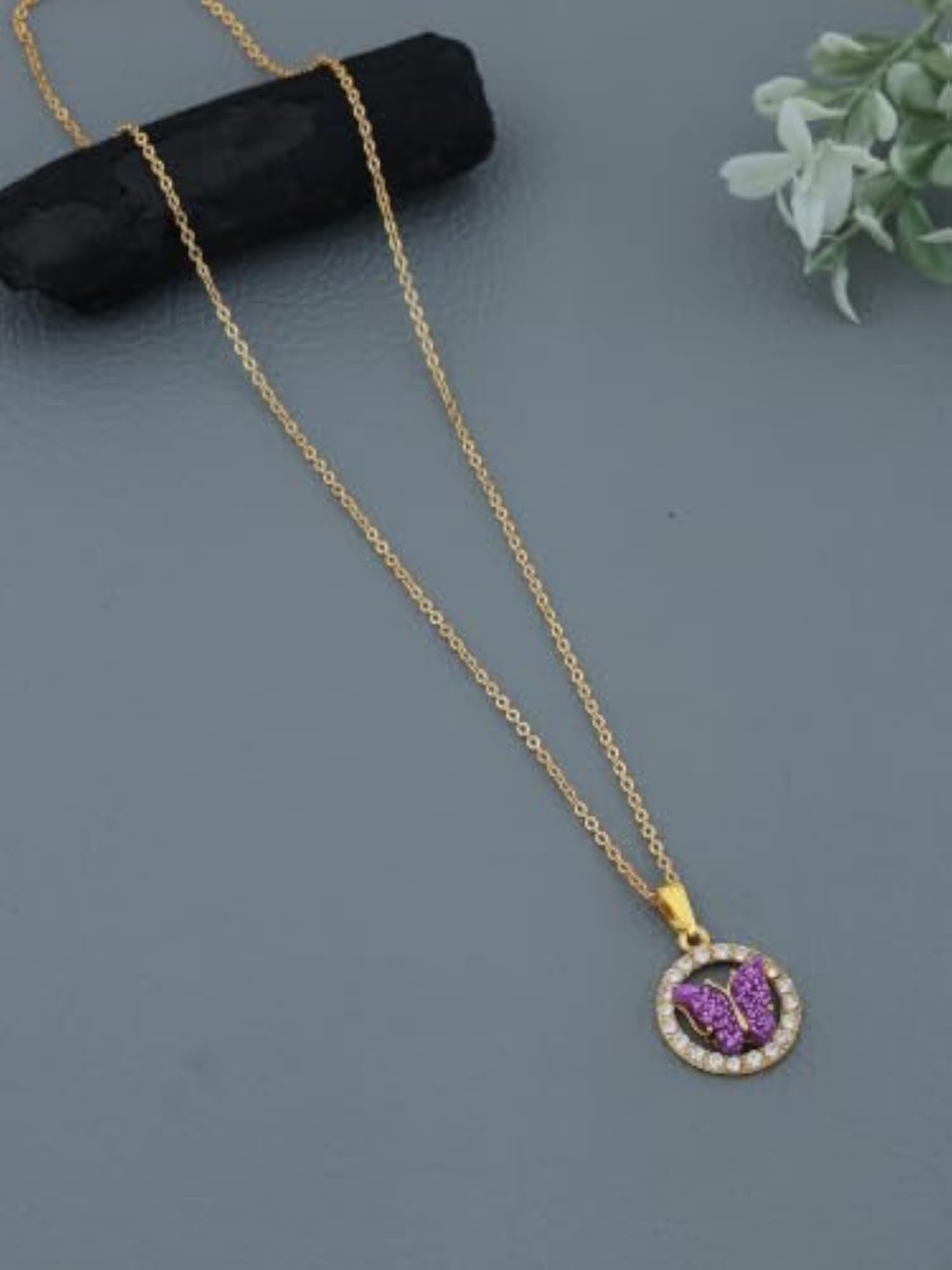 Women's Gold-Plated Long Mangalsutra with Butterfly Pendant Set