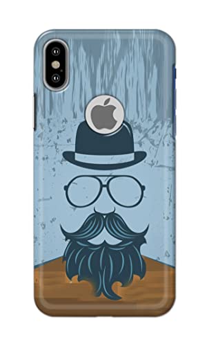 Image of PRINTFIDAA Mustache Beard and Hairstyle Hipster in Glasses Printed Designer Hard Case for Apple iPhone X Logo /iPhone 10 / iPhone Ten /iPhone Xs Logo Back Cover -(e) RPM1002