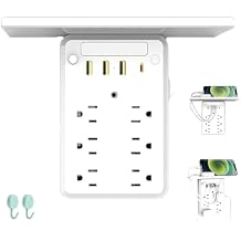 Multi-Functional Power Strip with Panel, 9-in-1 Wall Outlet Expander with USB Charging Ports, Multi-Plug Outlet Splitter, Detachable Plug Expander for Home1Pcs