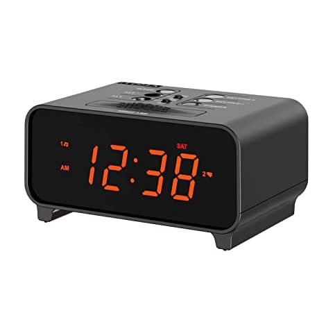 iTOMA Small Digital Alarm Clocks, Dual Alarms with 4 Alarm Week Modes, Snooze, USB Charger, Auto & Manual Dimmer,12/24Hr,Night Light and Orange LED Display Clock for Bedrooms 213 Cover