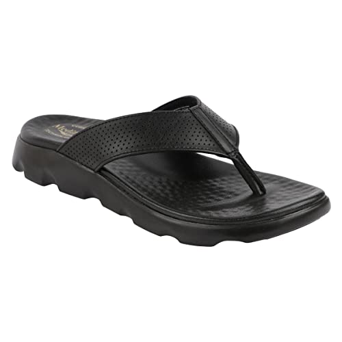 Image of Medifeet Broad Strap Cushioned Leather Slippers for Women