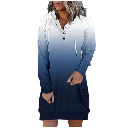 Robe sweat à capuche femme manches longues imprimé dégradé confortable