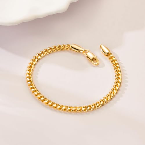 14K Gold Bracelets for Men Cuban Link Chain for Mens Non Tarnish Dainty Charm Bracelet Gift with Lobster Clasp Gold Jewelry 6.5/7/7.5/8/8.5in4