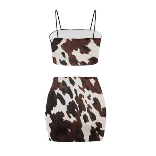 Image of Biyejit Women's 2 Piece Summer Outfits Spaghetti Strap Crop Tops and Bodycon Mini Skirt Dress Set Plus Size S-4XL