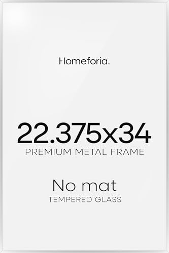 Image of Homeforia 22.375x34 Silver Puzzle Frame, High End Metal 22.375 x 34 Picture Frames without Mat, 34x22.375 Thin Poster Frame for Wall, 22.375by34 Puzzle Print Frames, Tempered Glass, Wall Kit, Set of 1