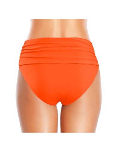 Image of Tempt Me Women's High Waisted Bikini Bottom Tummy Control Ruched Bathing Suit Swim Bottom