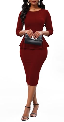 Bestgirl Women'S Bodycon Pencil Dress Teacher Office Church Modest Business Wear To Work Bodycon Sheath Suiting Dresses thumb #6