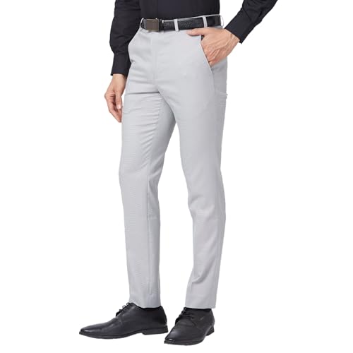 Image of Park Avenue Men's Neo Fit Structure Pattern Polyester Blend Flat Front Formal Regular Fit Trouser
