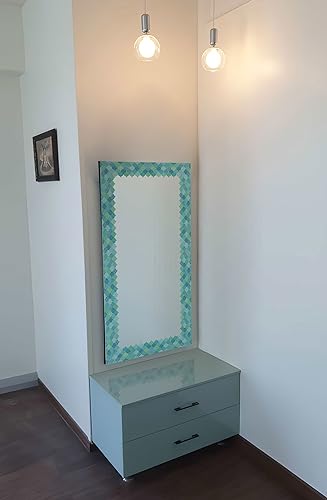 Image of WallDesign Mosaic Lantern Blue Green Shades - 4 in X 10 Feet Self-Adhesive Wallpaper Border Sticker for Kitchen Backsplash, Furniture, Wall, Cupboard, Staircase