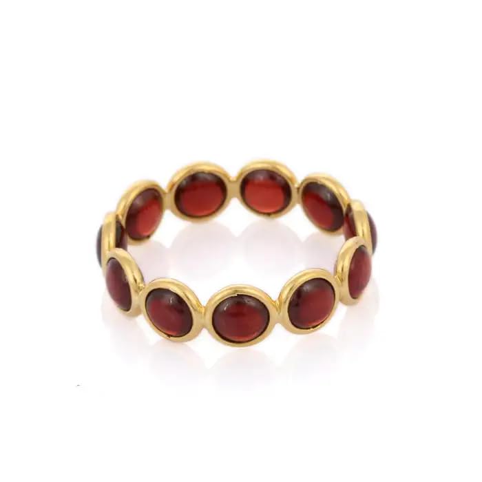 5mm Natural Garnet Eternity Band Ring for Women in 18k Solid Yellow Gold | January Birthstone Gift for Her Birthday, Engagement, Wedding, Anniversary3