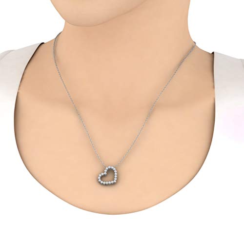 FINEROCK 1/4 to 1 Carat Diamond Heart Pendant Necklace in 14K Gold or in Platinum (Silver Chain Included) (I1-I2 Clarity)4